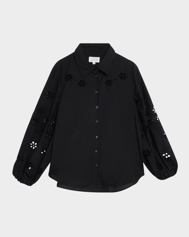 Marina Embroidered Button-Front Top